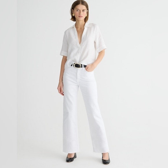 NWT J. Crew Slim Wide-Leg Jean in White Wash, Sizes 27, 28P, 30, & 31 - Picture 1 of 16